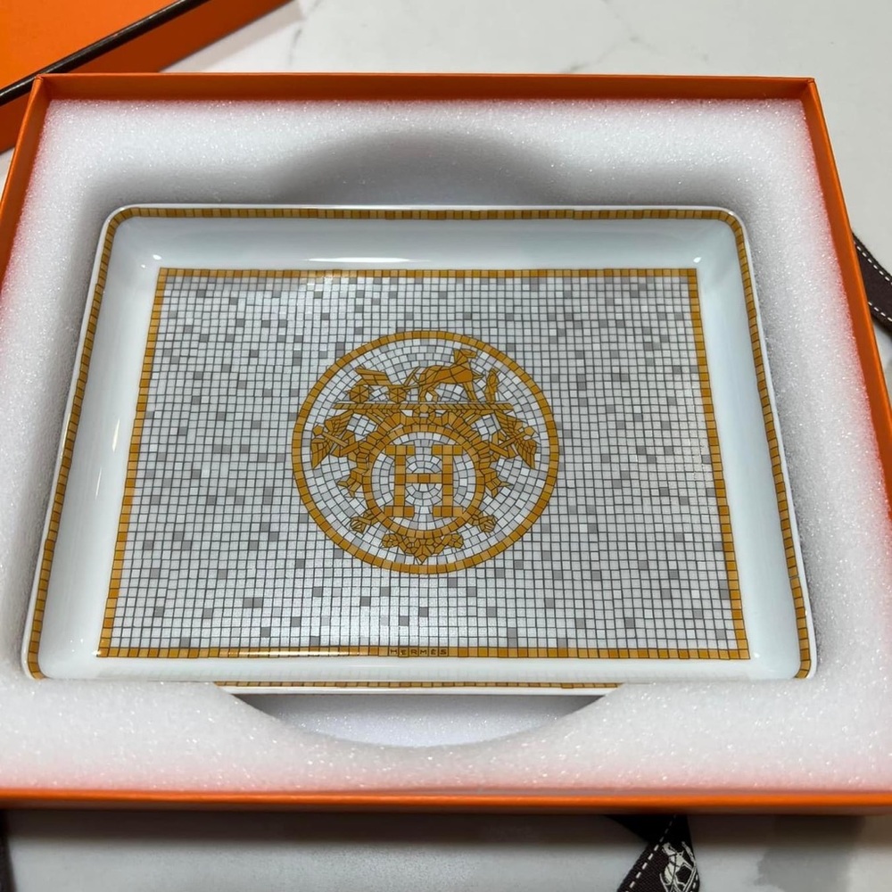 Hermes gold mosaic sushi tray